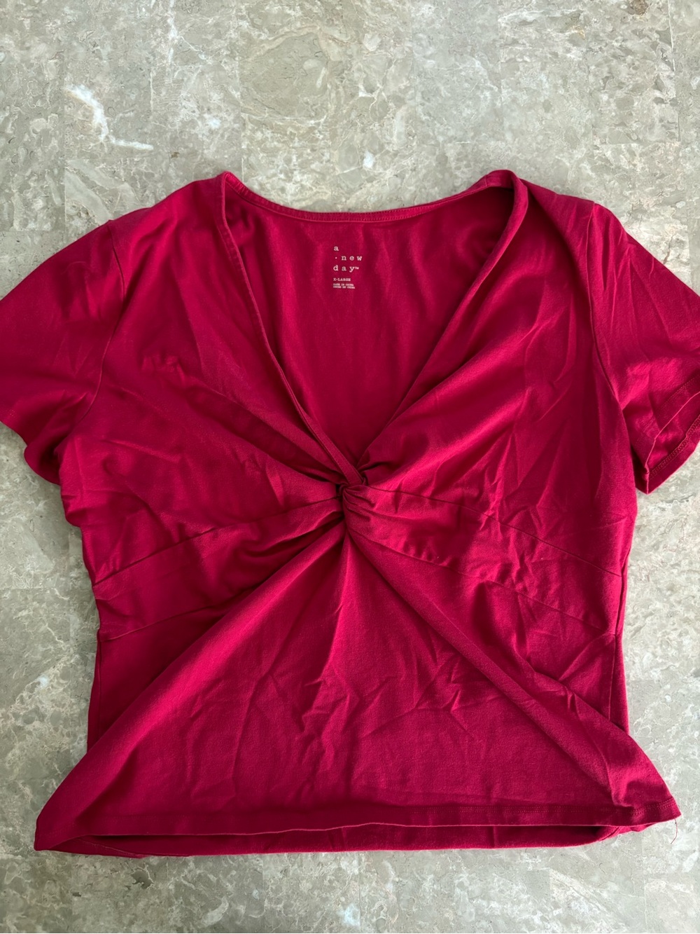 red wrap top